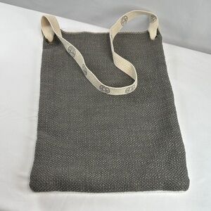 Boho Gray & Cream Textured Tote Bag with Cream Strap